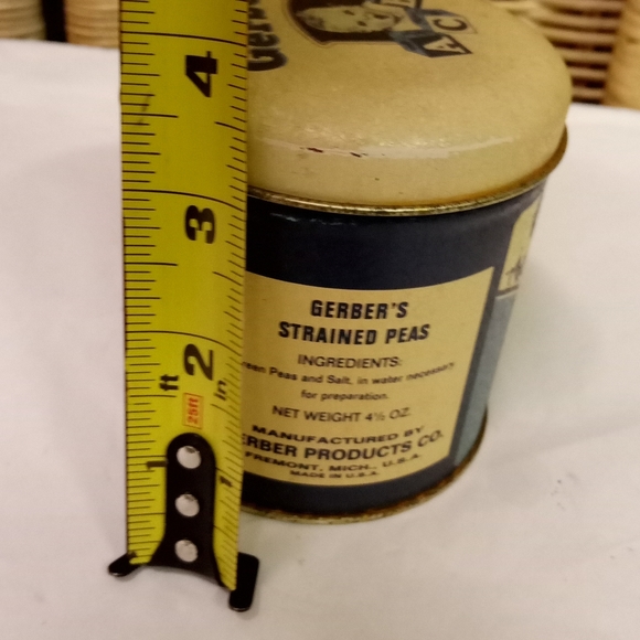 Vintage Bristolware Gerber's Peas Tin Metal Can Gift or Storage - Picture 5 of 7